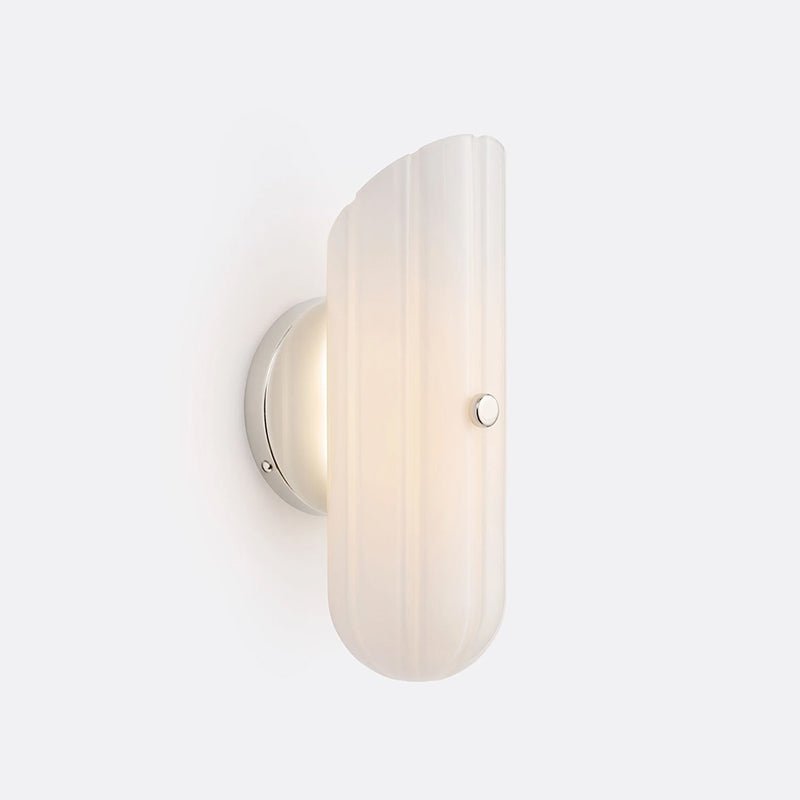 Sorelle Fluted Glass LED Wall Sconce — finish, form and room detail 13