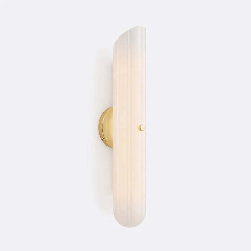 Sorelle Fluted Glass LED Wall Sconce — finish, form and room detail 16