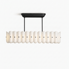 Sorelle Linear Fluted Glass LED Island Chandelier — finish, form and room detail 10