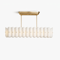 Sorelle Linear Fluted Glass LED Island Chandelier — finish, form and room detail 11
