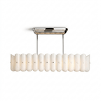 Sorelle Linear Fluted Glass LED Island Chandelier — finish, form and room detail 12