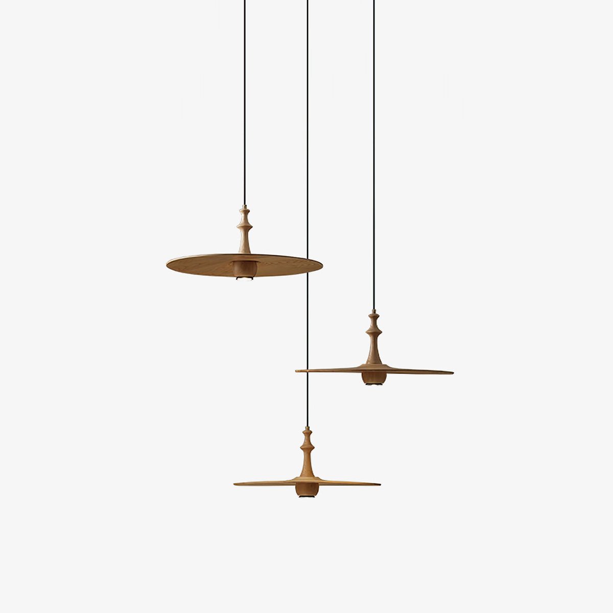 Spindle Disc Wood Pendant Light - product view 1