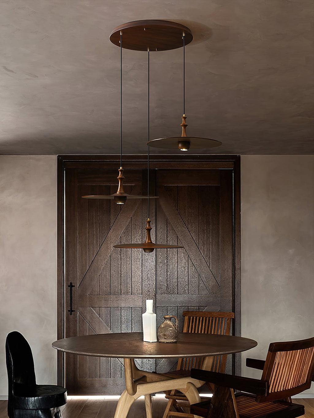 Spindle Disc Wood Pendant Light - product view 5