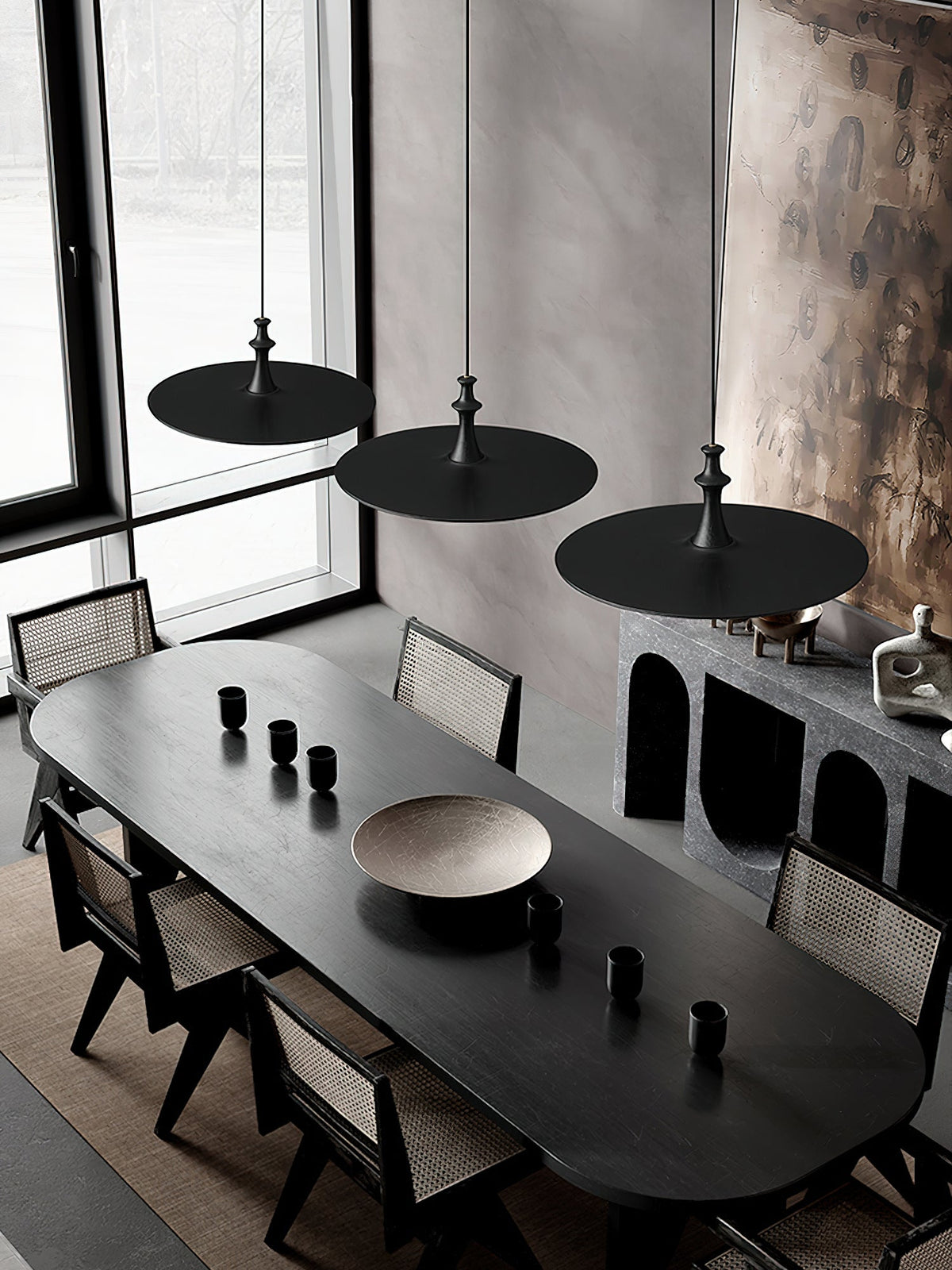 Spindle Disc Wood Pendant Light - product view 10