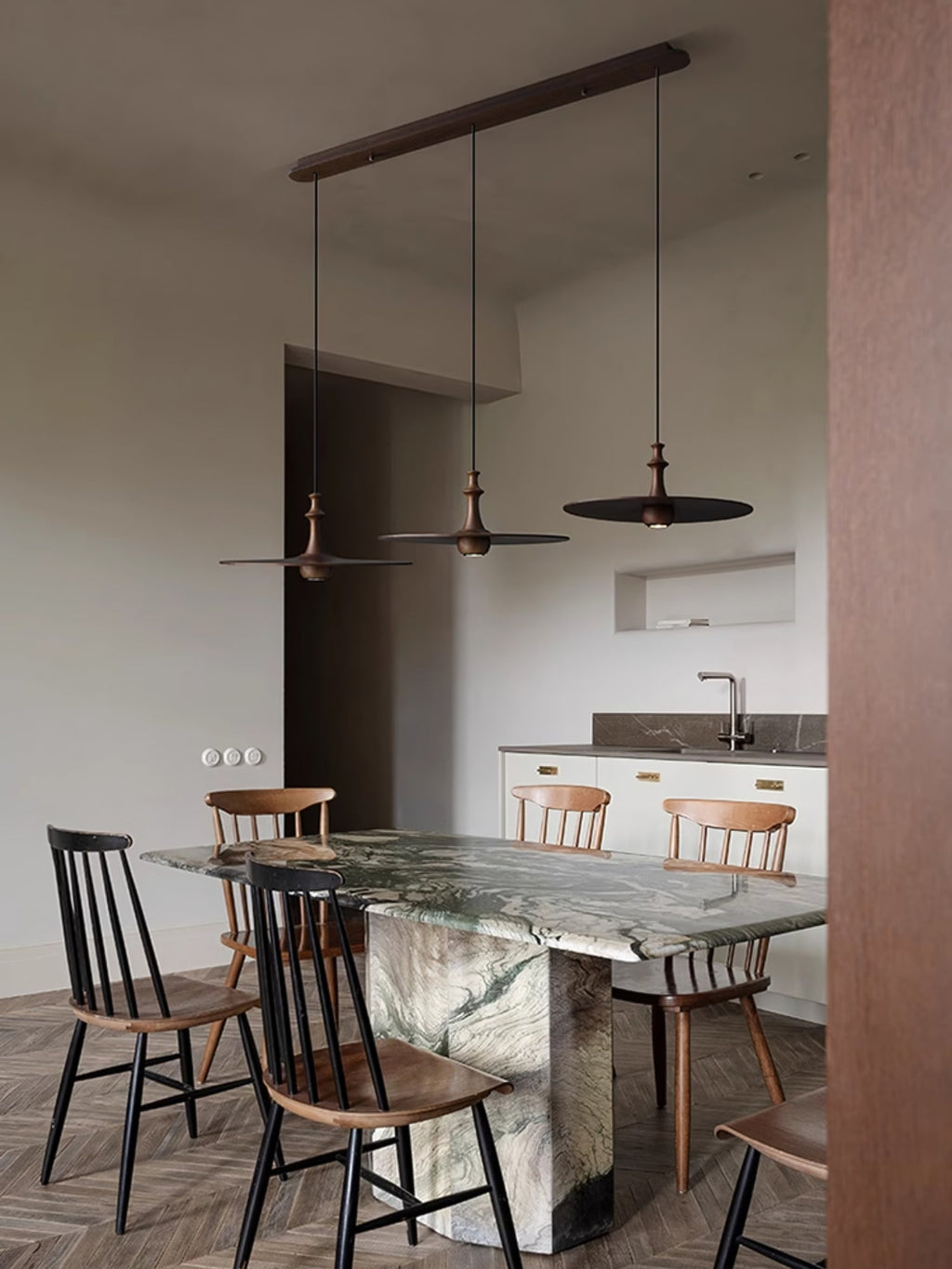 Spindle Disc Wood Pendant Light - product view 19
