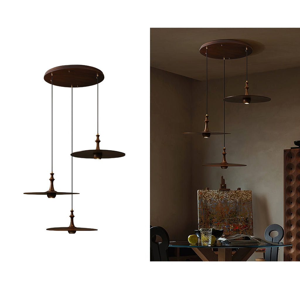 Spindle Disc Wood Pendant Light - product view 23