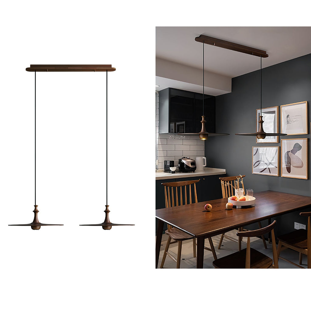 Spindle Disc Wood Pendant Light - product view 25