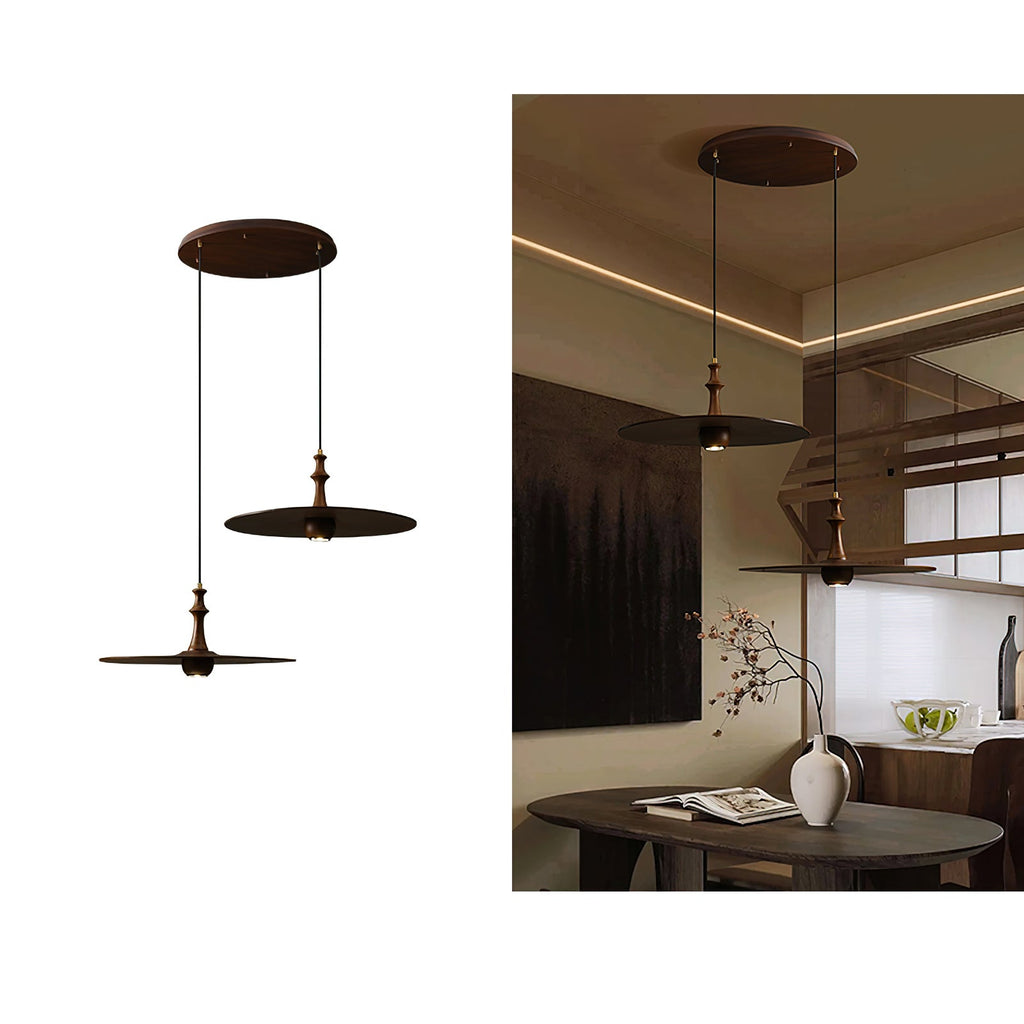 Spindle Disc Wood Pendant Light - product view 27