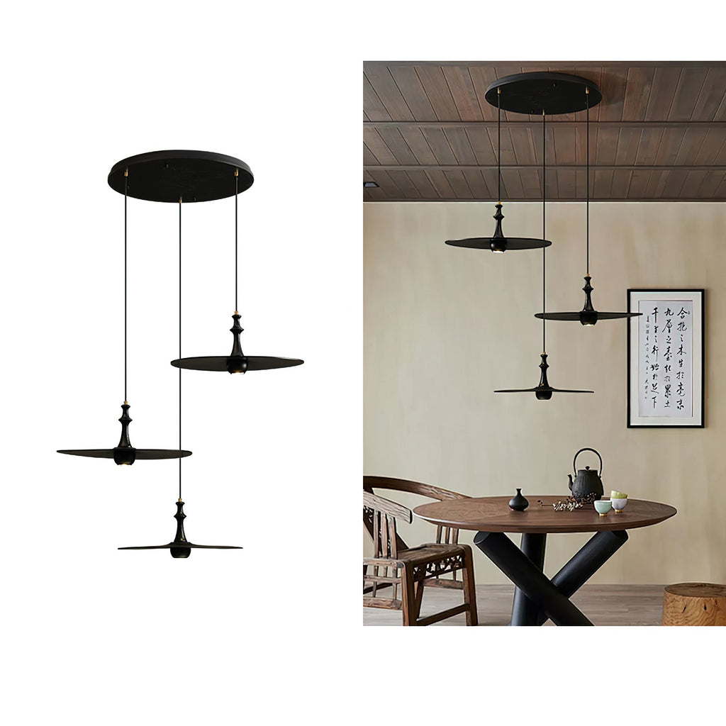 Spindle Disc Wood Pendant Light - product view 29