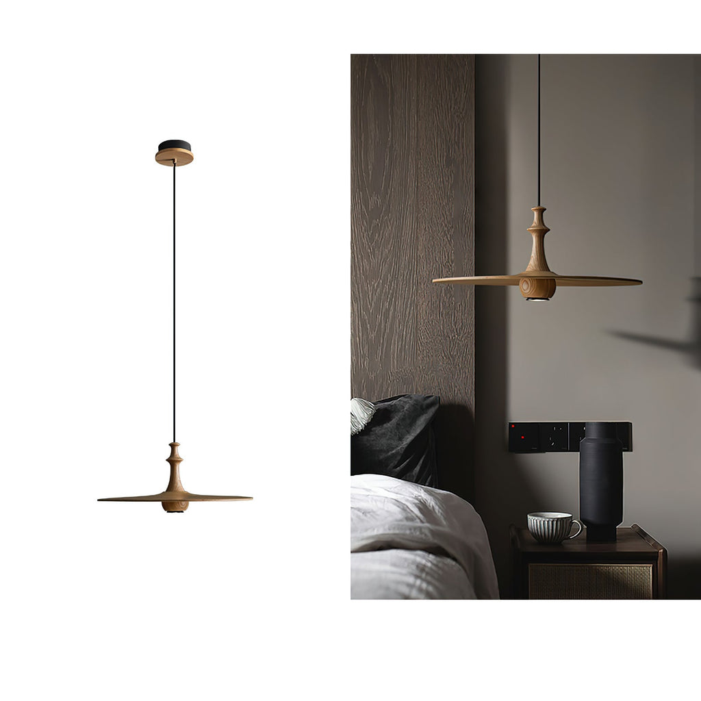 Spindle Disc Wood Pendant Light - product view 32