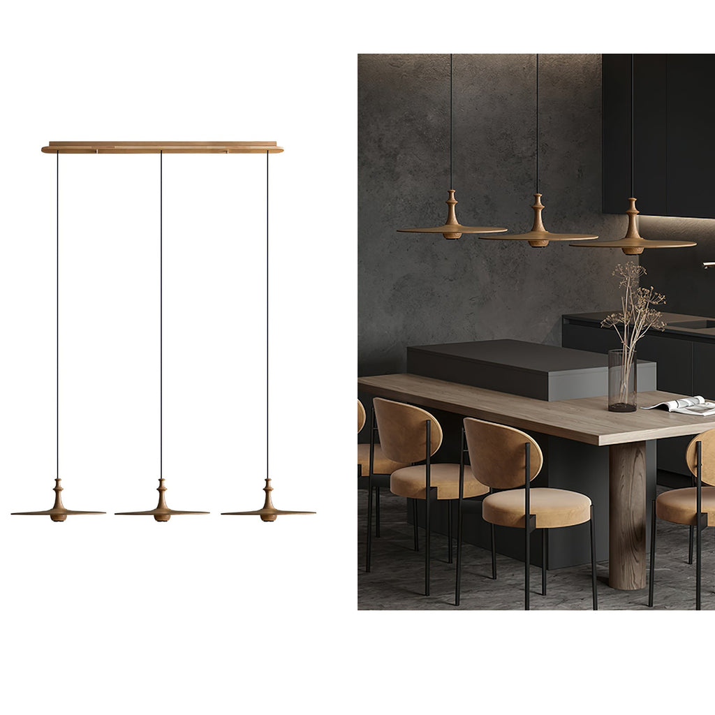 Spindle Disc Wood Pendant Light - product view 35