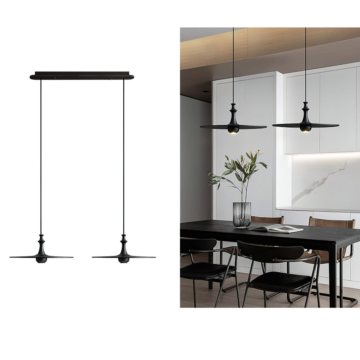 Spindle Disc Wood Pendant Light - product view 36