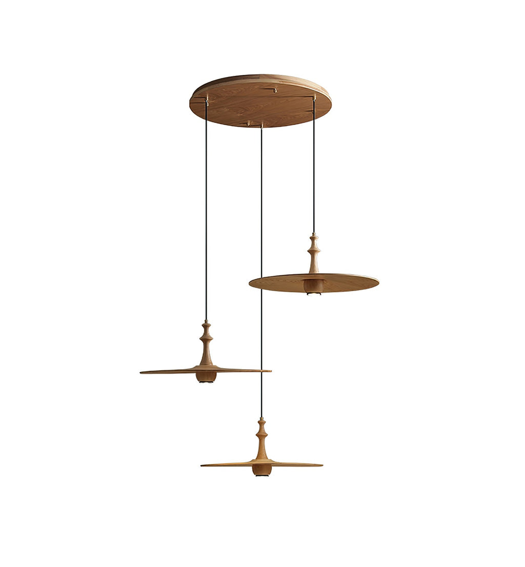Spindle Disc Wood Pendant Light - product view 37