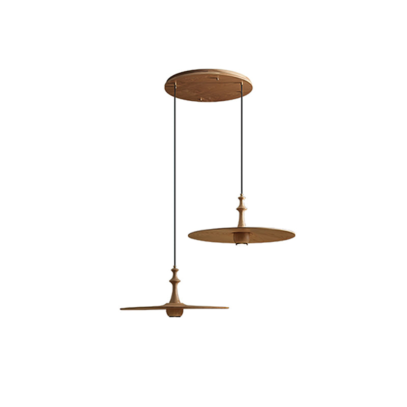 Spindle Disc Wood Pendant Light - product view 49