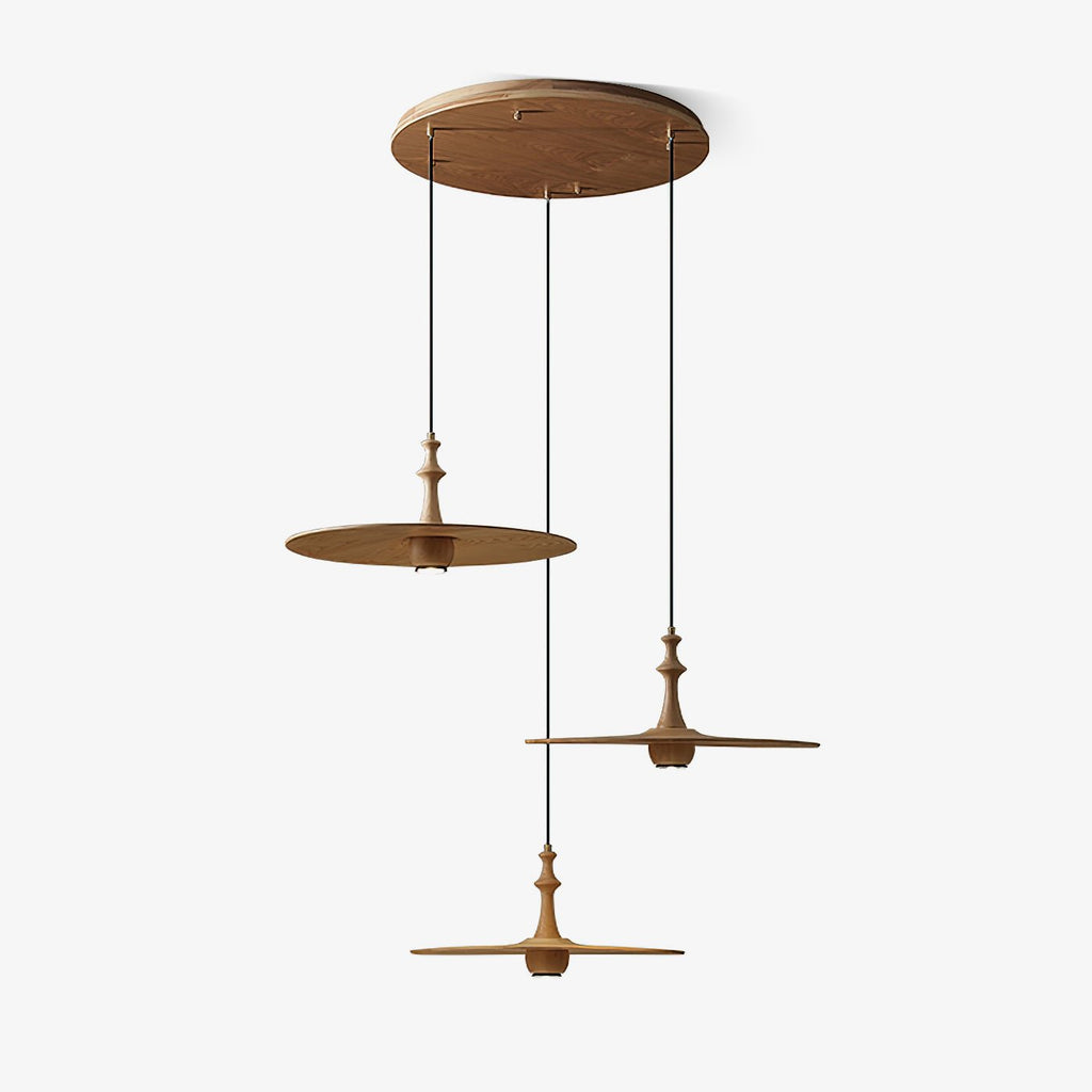 Spindle Disc Wood Pendant Light - product view 50