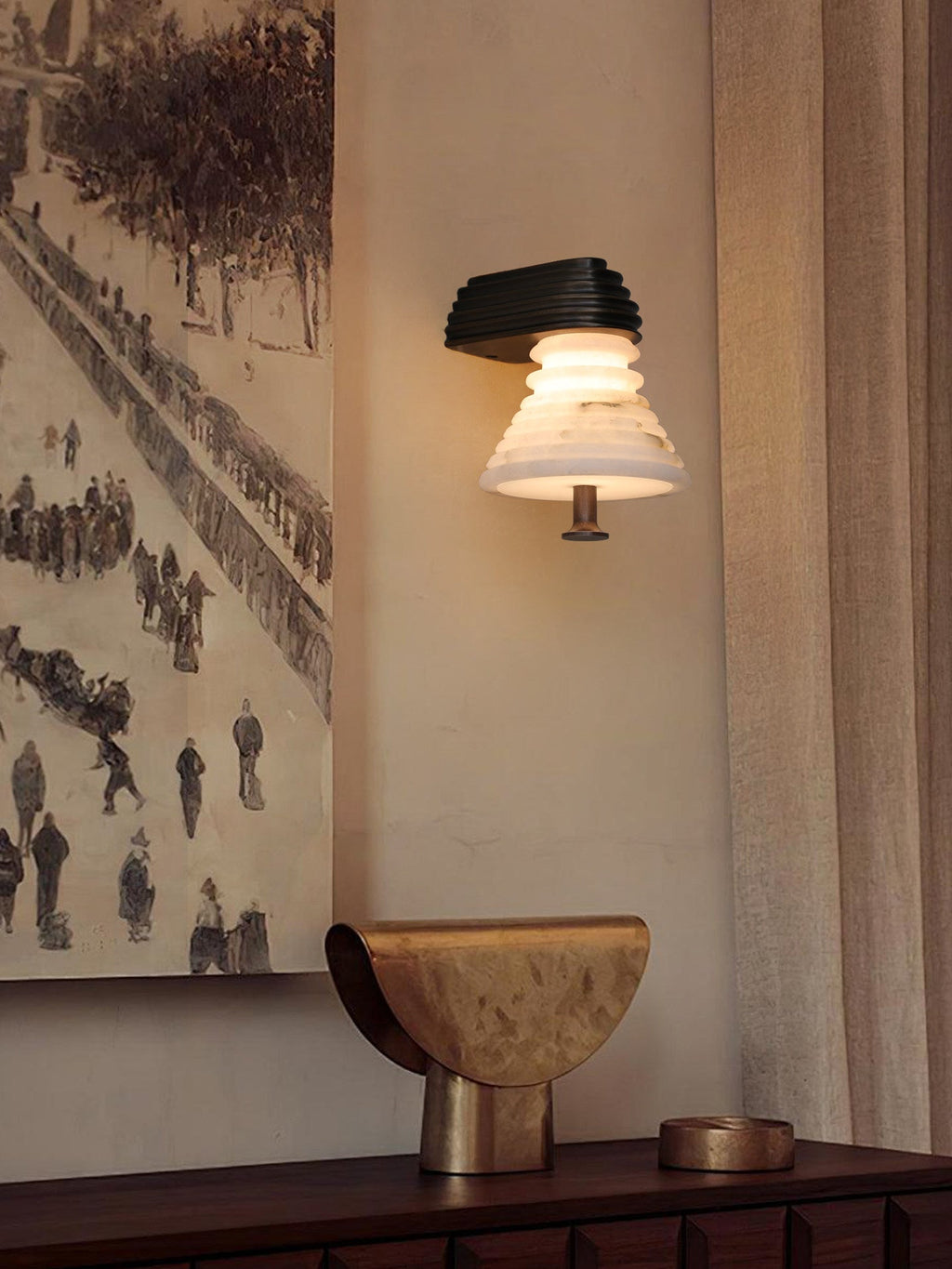 Strata Tiered Alabaster LED Wall Light – wall sconce view 4