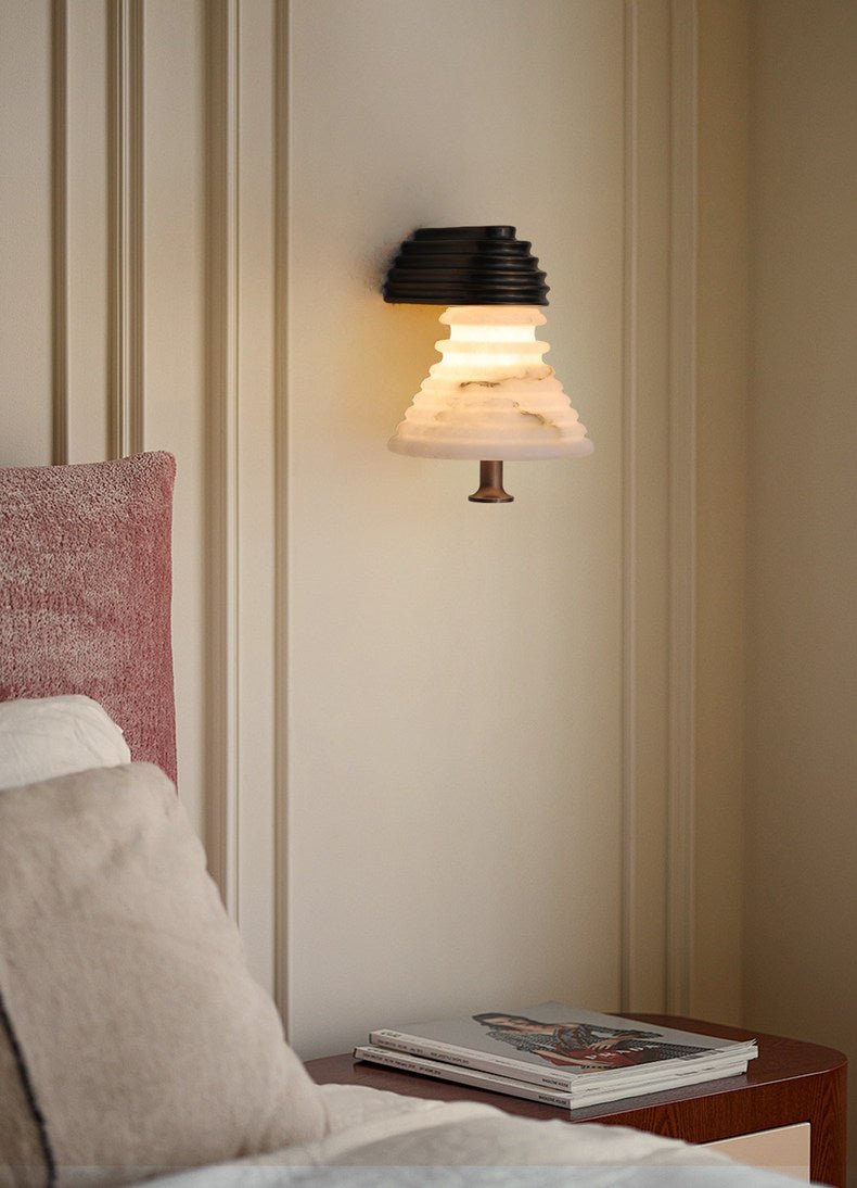 Strata Tiered Alabaster LED Wall Light – wall sconce view 6