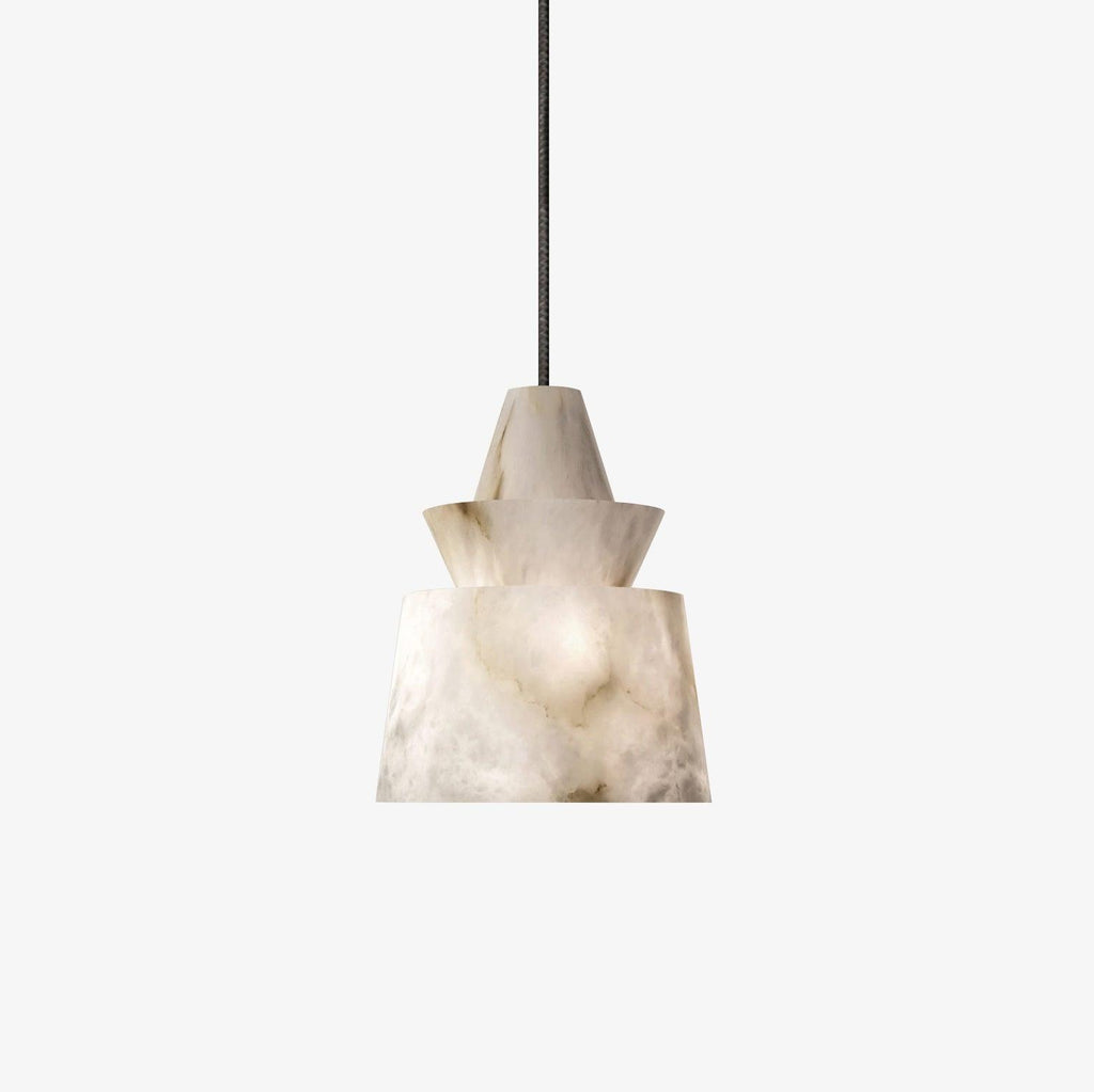 Strata Tiered Alabaster Pendant Light – pendant light view 1