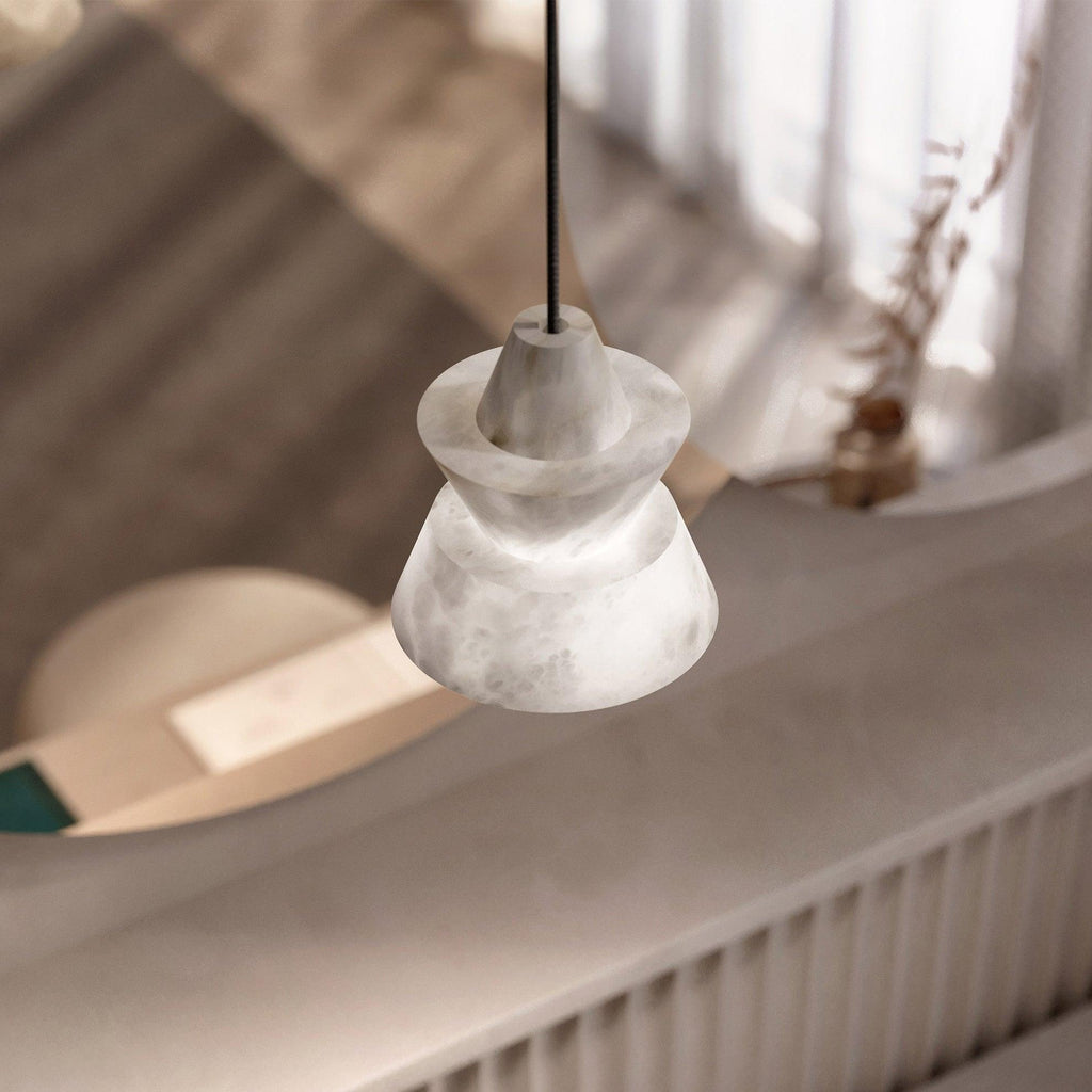 Strata Tiered Alabaster Pendant Light – pendant light view 2