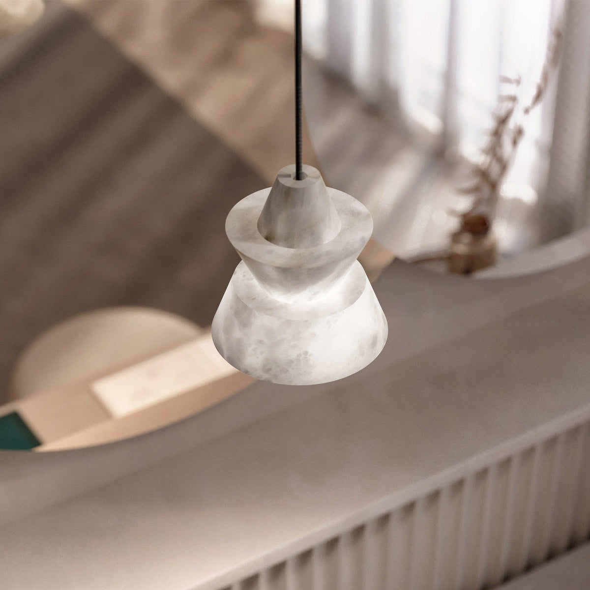 Strata Tiered Alabaster Pendant Light – pendant light view 2
