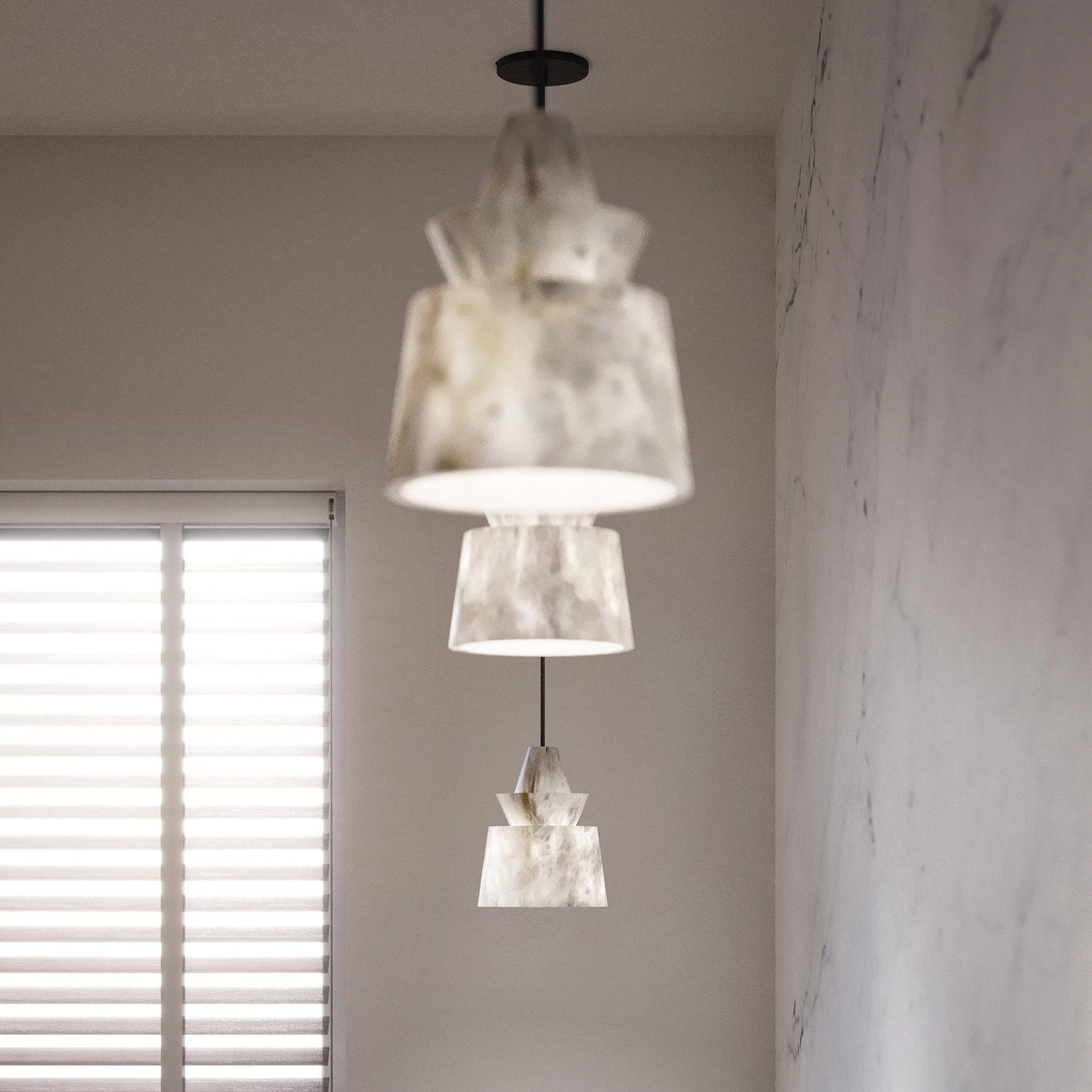 Strata Tiered Alabaster Pendant Light – pendant light view 3