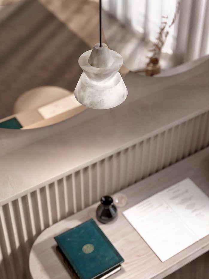 Strata Tiered Alabaster Pendant Light – pendant light view 4