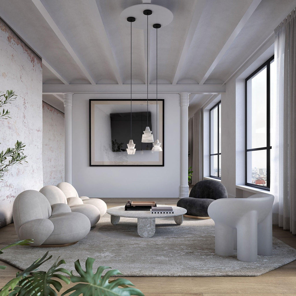 Strata Tiered Alabaster Pendant Light – pendant light view 7