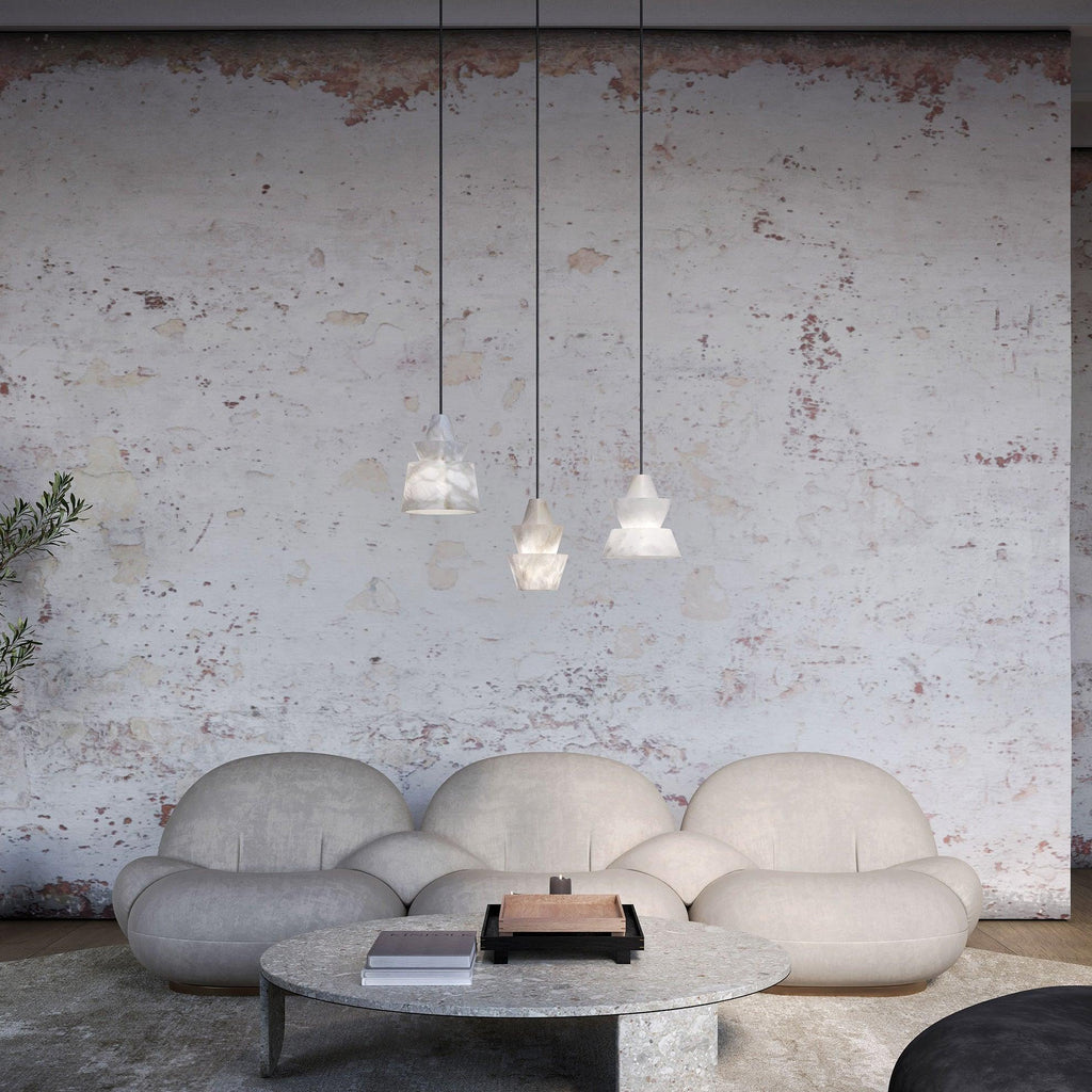 Strata Tiered Alabaster Pendant Light – pendant light view 11