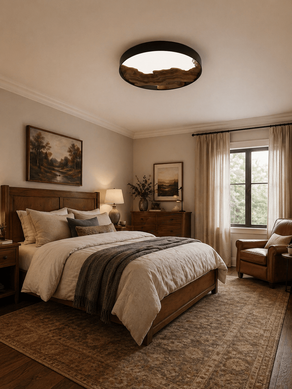 Strata Topographic Wood LED Ceiling Light - product view 3