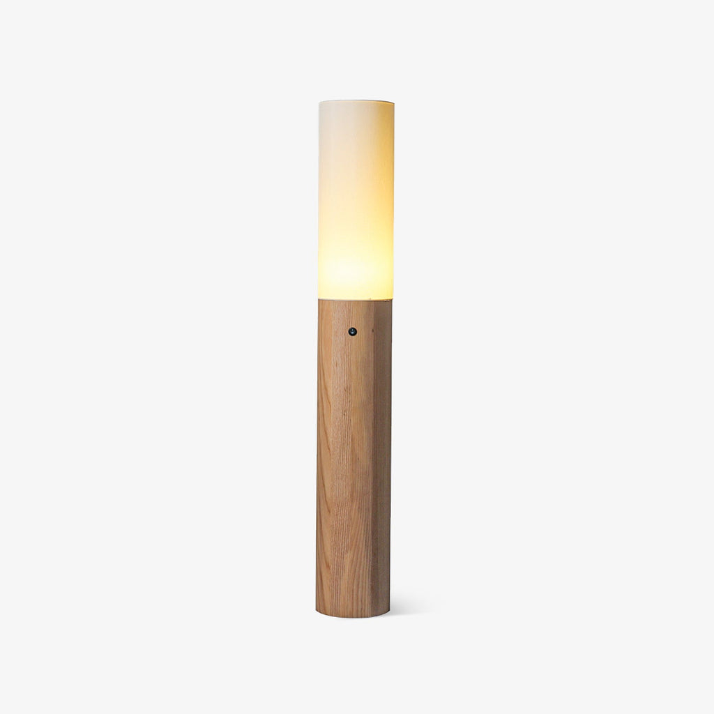 Timber Column Wood and Fabric Floor Lamp - product view 1