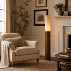 Timber Column Wood and Fabric Floor Lamp - product view 3