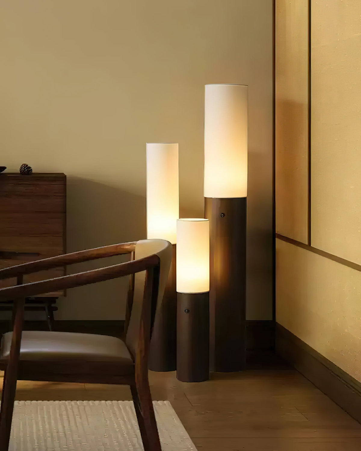 Timber Column Wood and Fabric Floor Lamp - product view 4