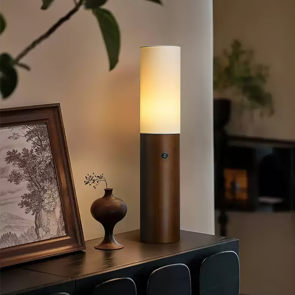 Timber Column Wood and Fabric Floor Lamp - product view 5