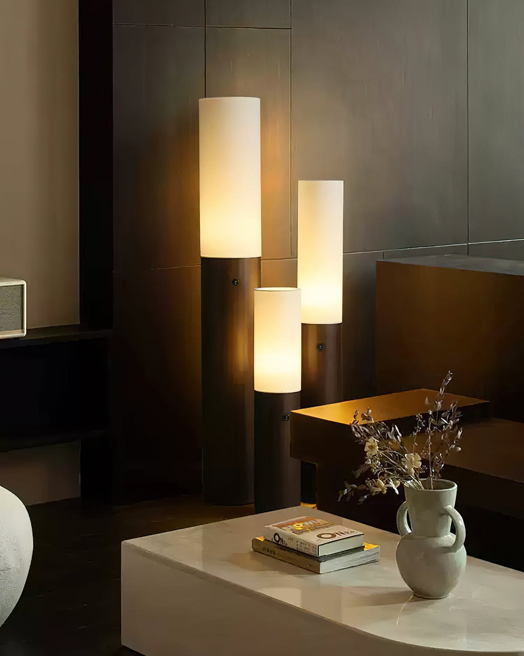Timber Column Wood and Fabric Floor Lamp - product view 6