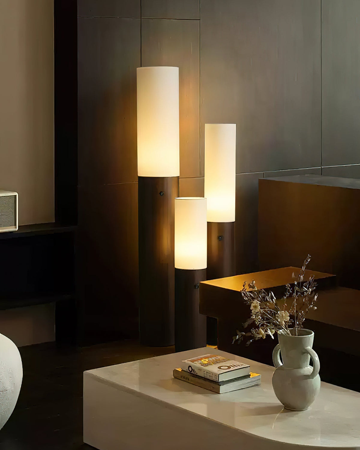 Timber Column Wood and Fabric Floor Lamp - product view 6