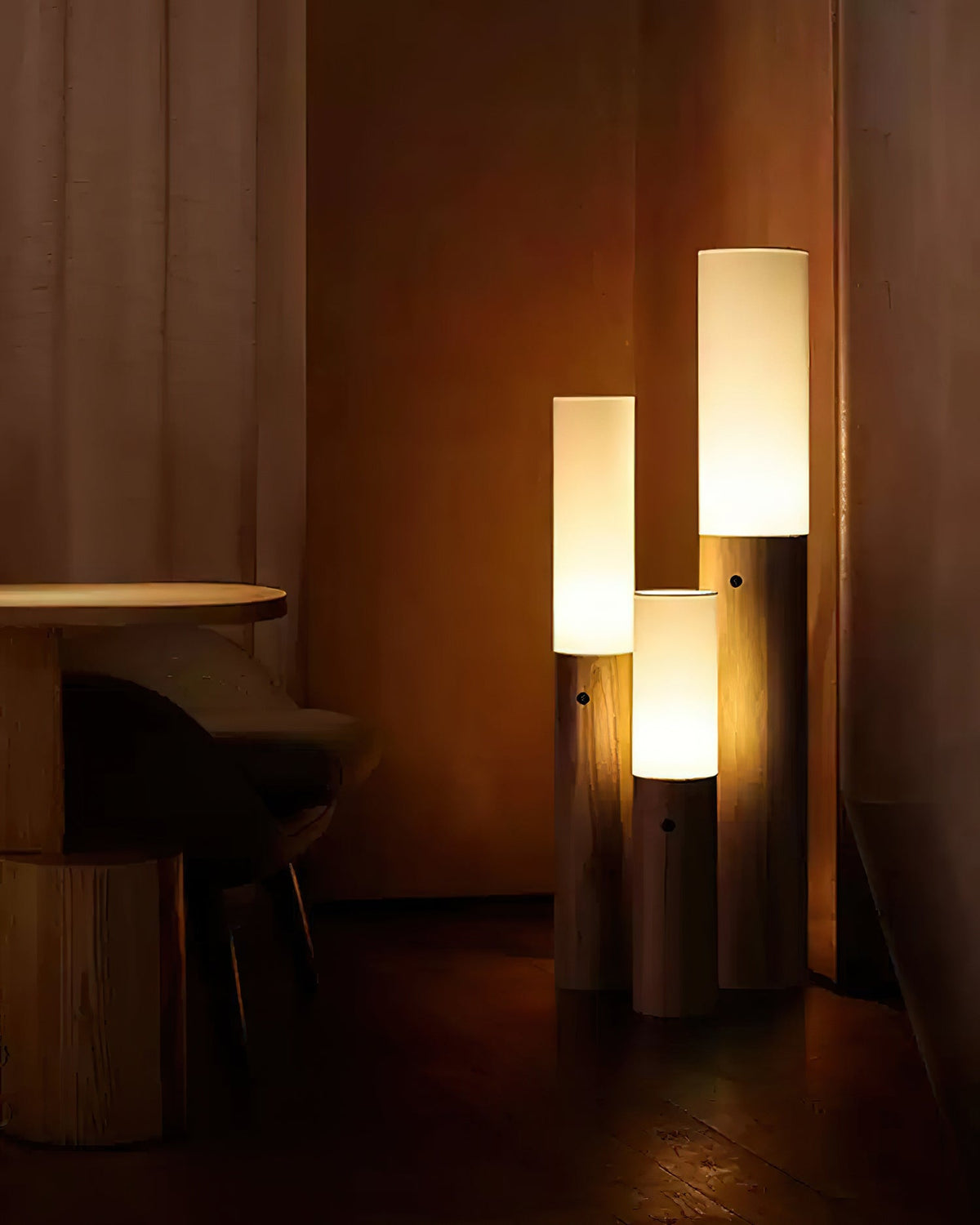 Timber Column Wood and Fabric Floor Lamp - product view 7