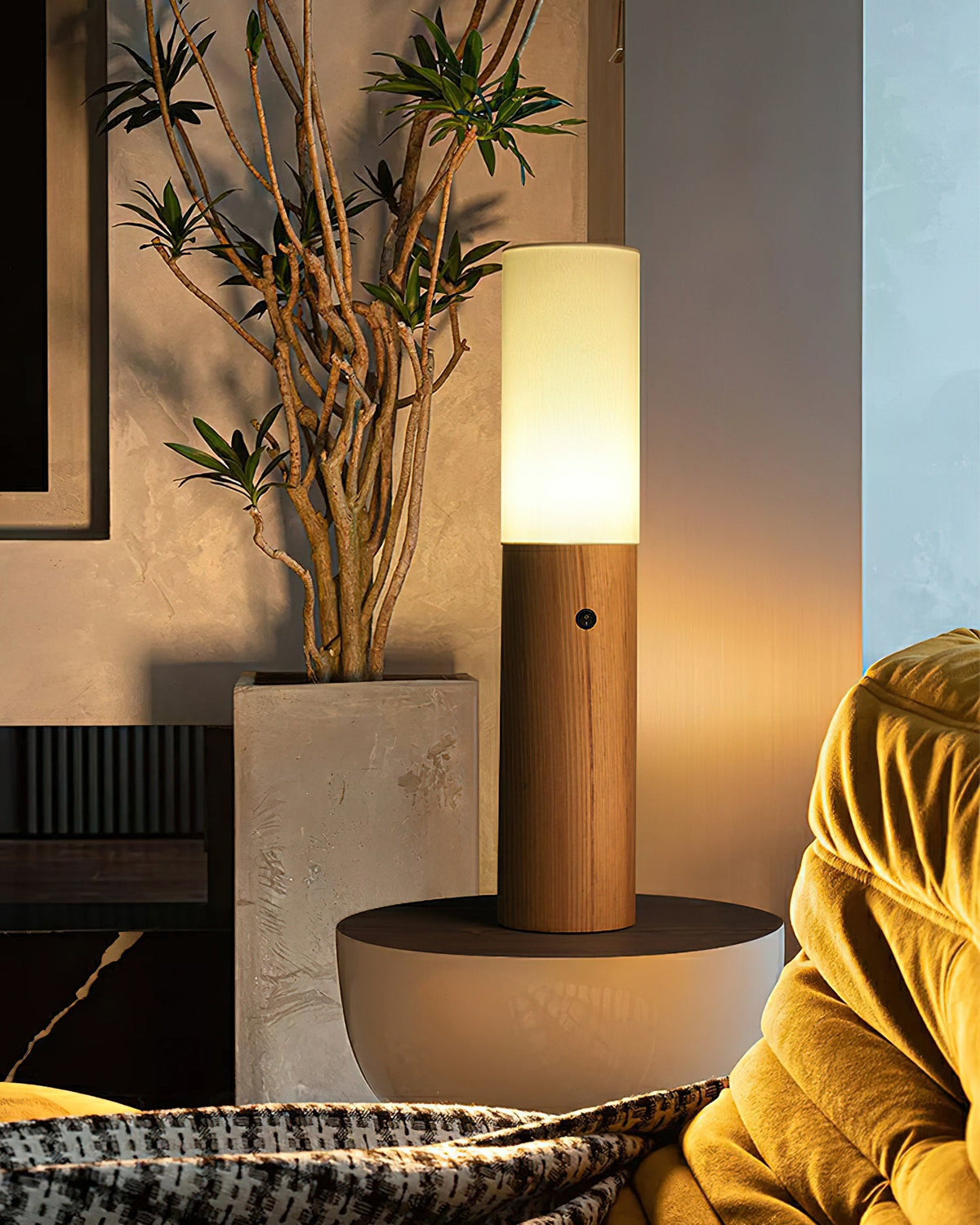 Timber Column Wood and Fabric Floor Lamp - product view 9