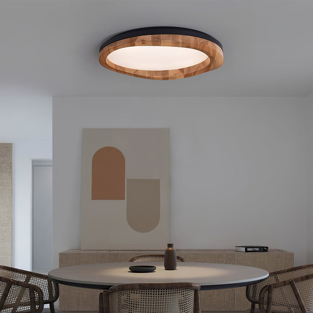 Timber Round Wood Ceiling Lamp — product and interior detail 2