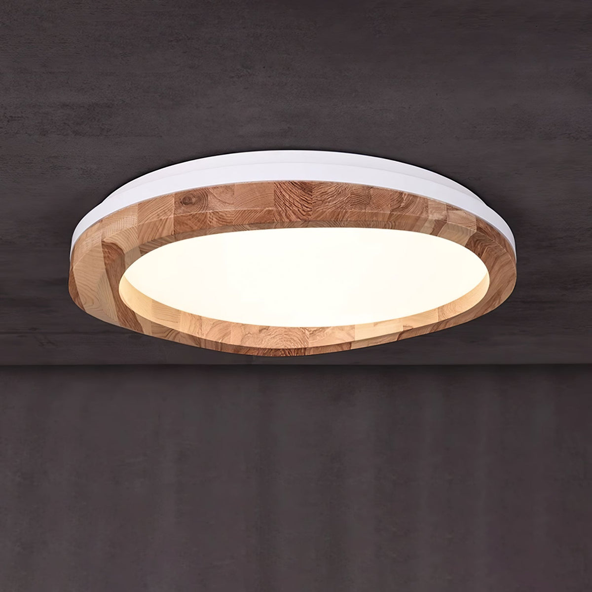 Timber Round Wood Ceiling Lamp — product and interior detail 10