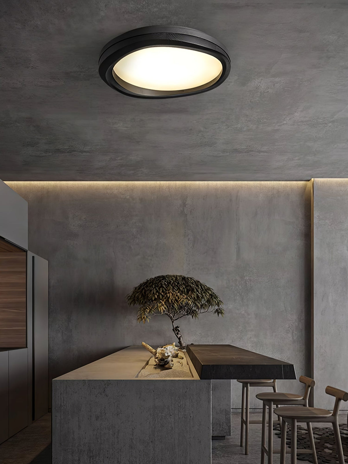 Timber Round Wood Ceiling Lamp — product and interior detail 12