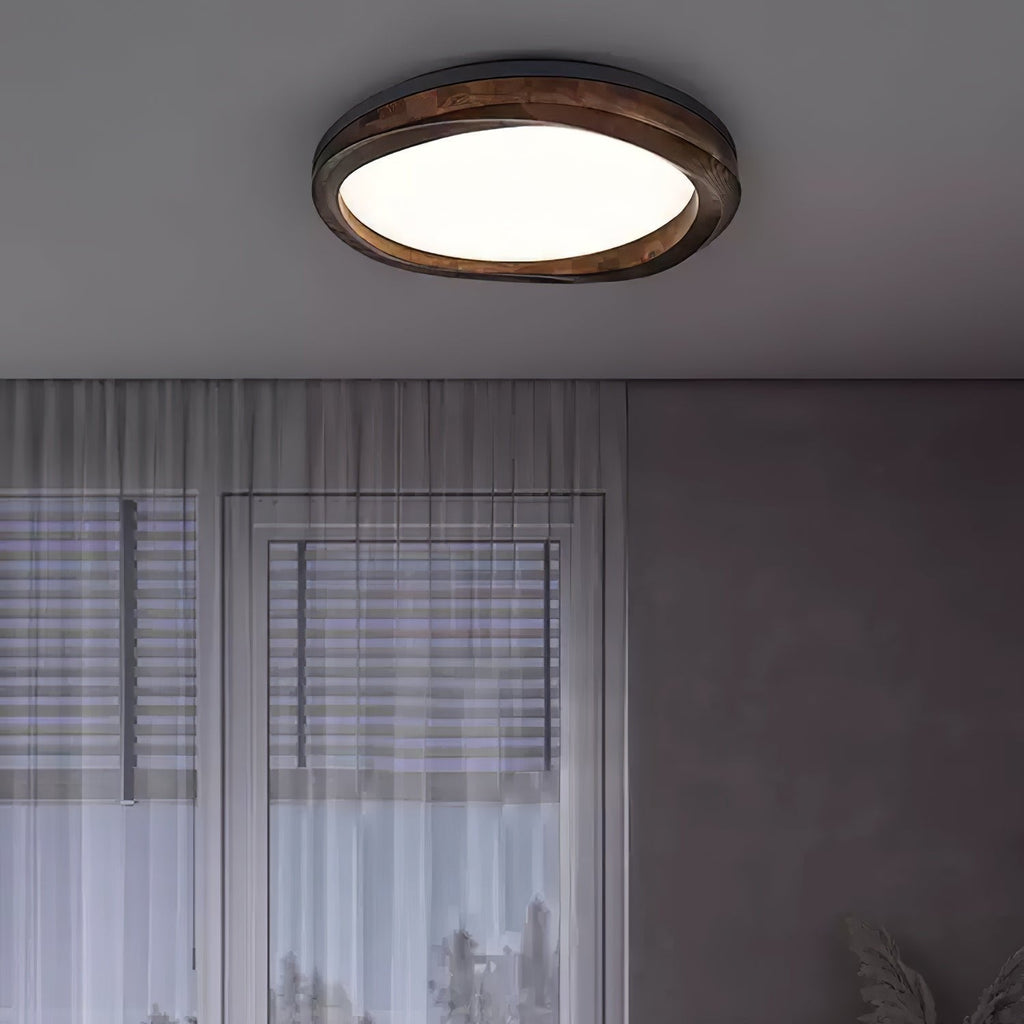 Timber Round Wood Ceiling Lamp — product and interior detail 19