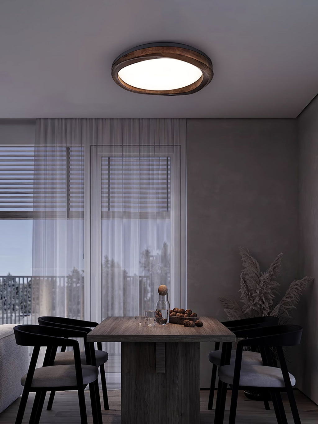 Timber Round Wood Ceiling Lamp — product and interior detail 21