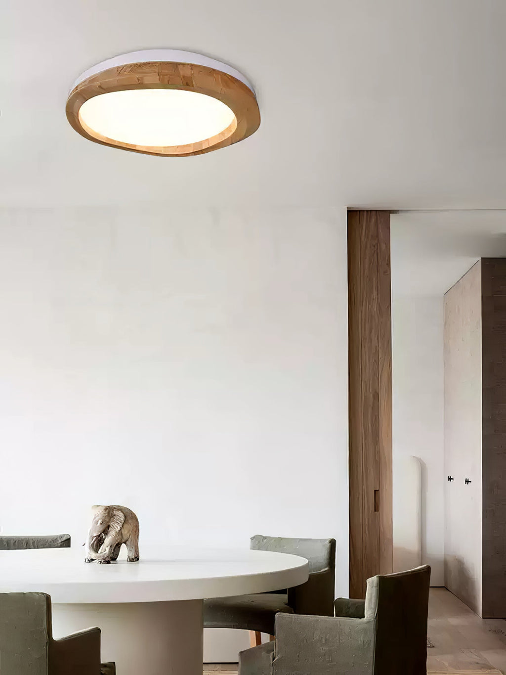 Timber Round Wood Ceiling Lamp — product and interior detail 23