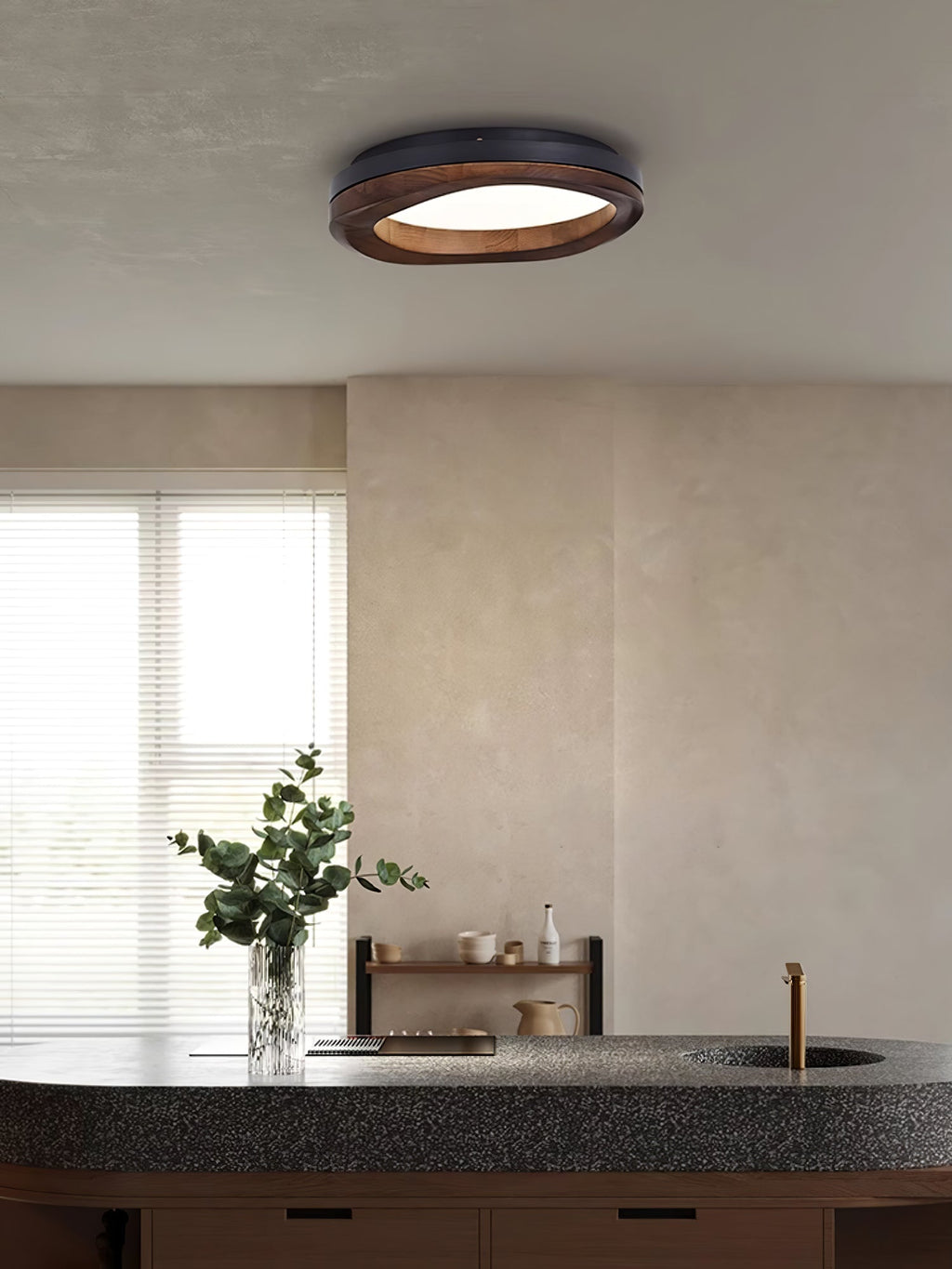 Timber Round Wood Ceiling Lamp — product and interior detail 24