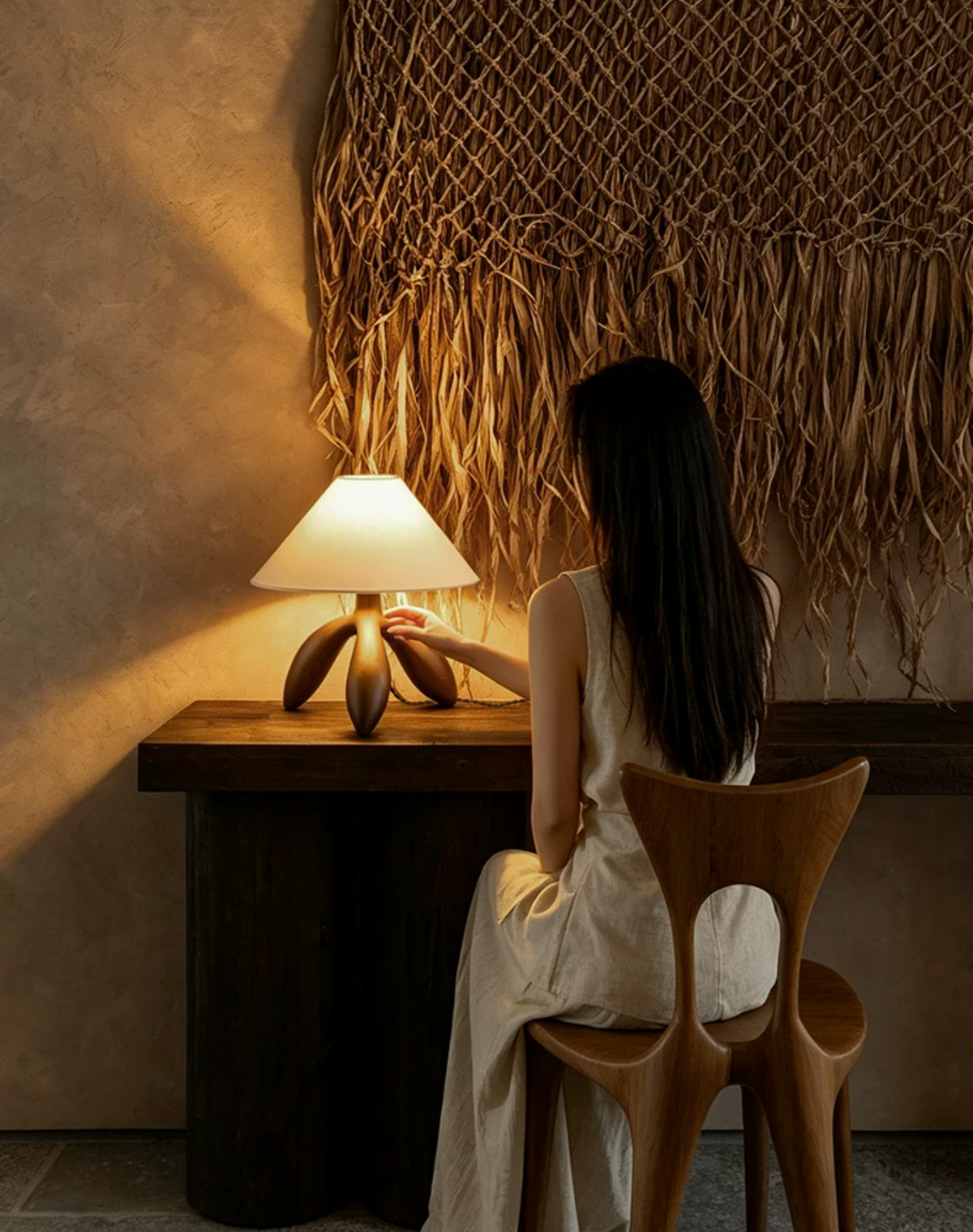 Trefoil Wood Table Lamp — product and interior detail 13