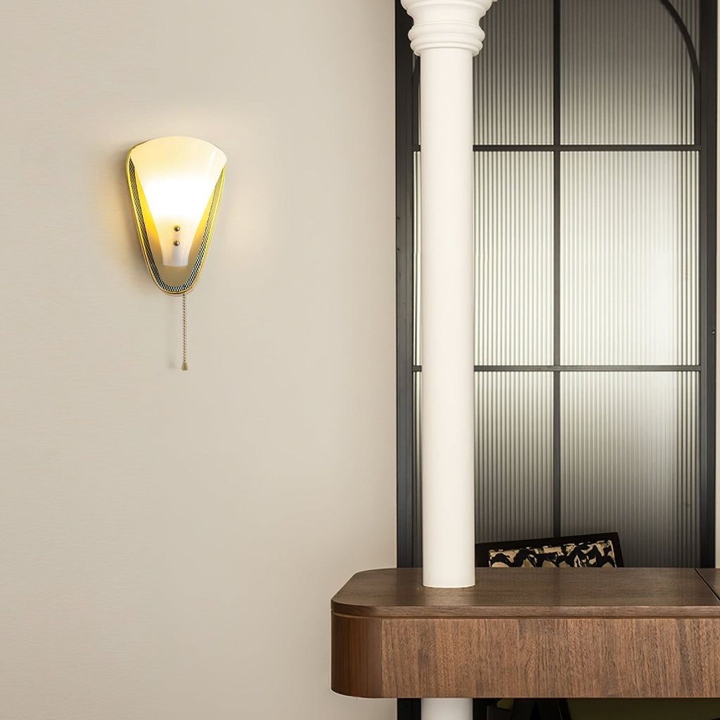 Trevane Triangular Tassel Wall Sconce — finish, form and room detail 3