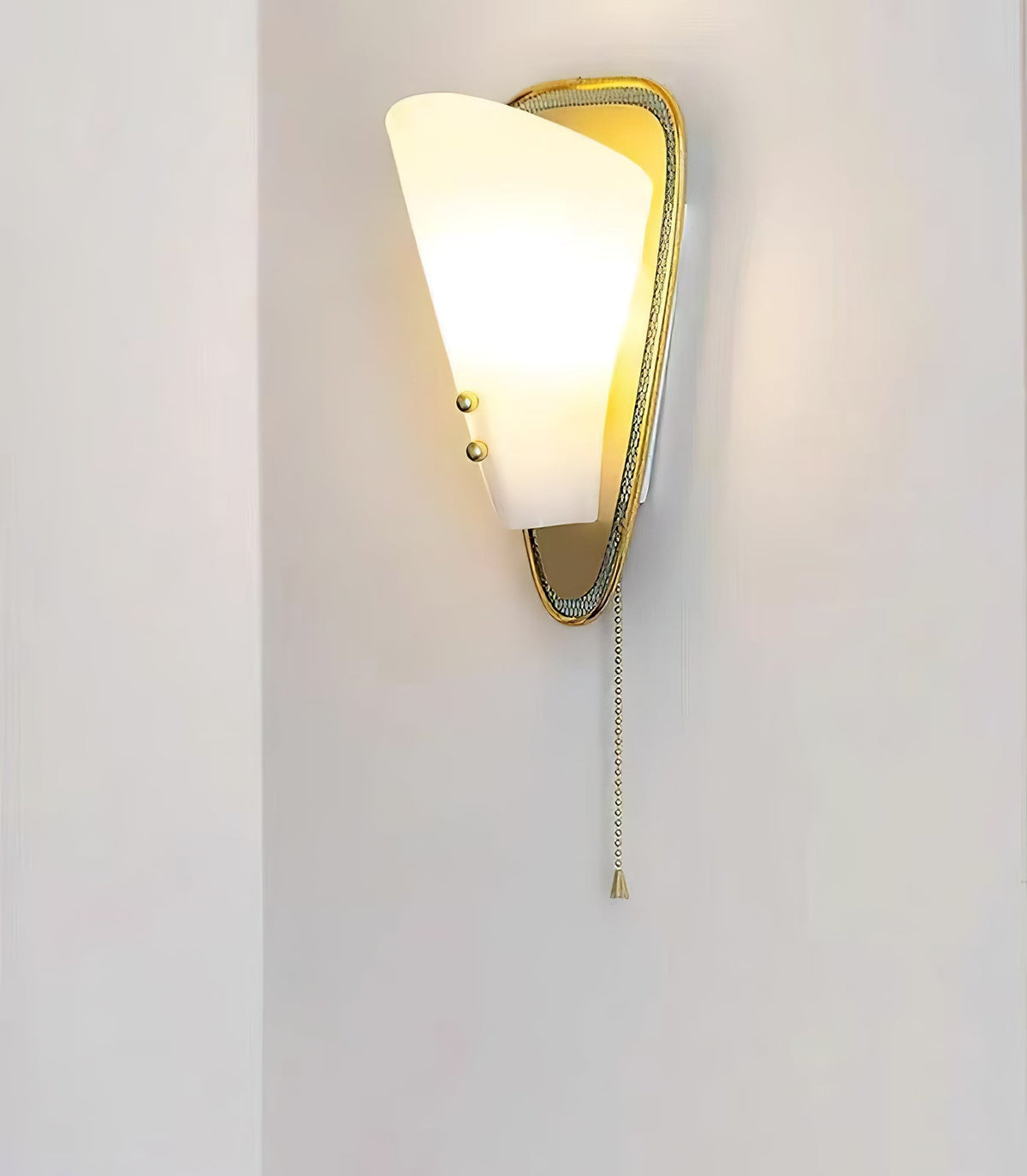 Trevane Triangular Tassel Wall Sconce — finish, form and room detail 11