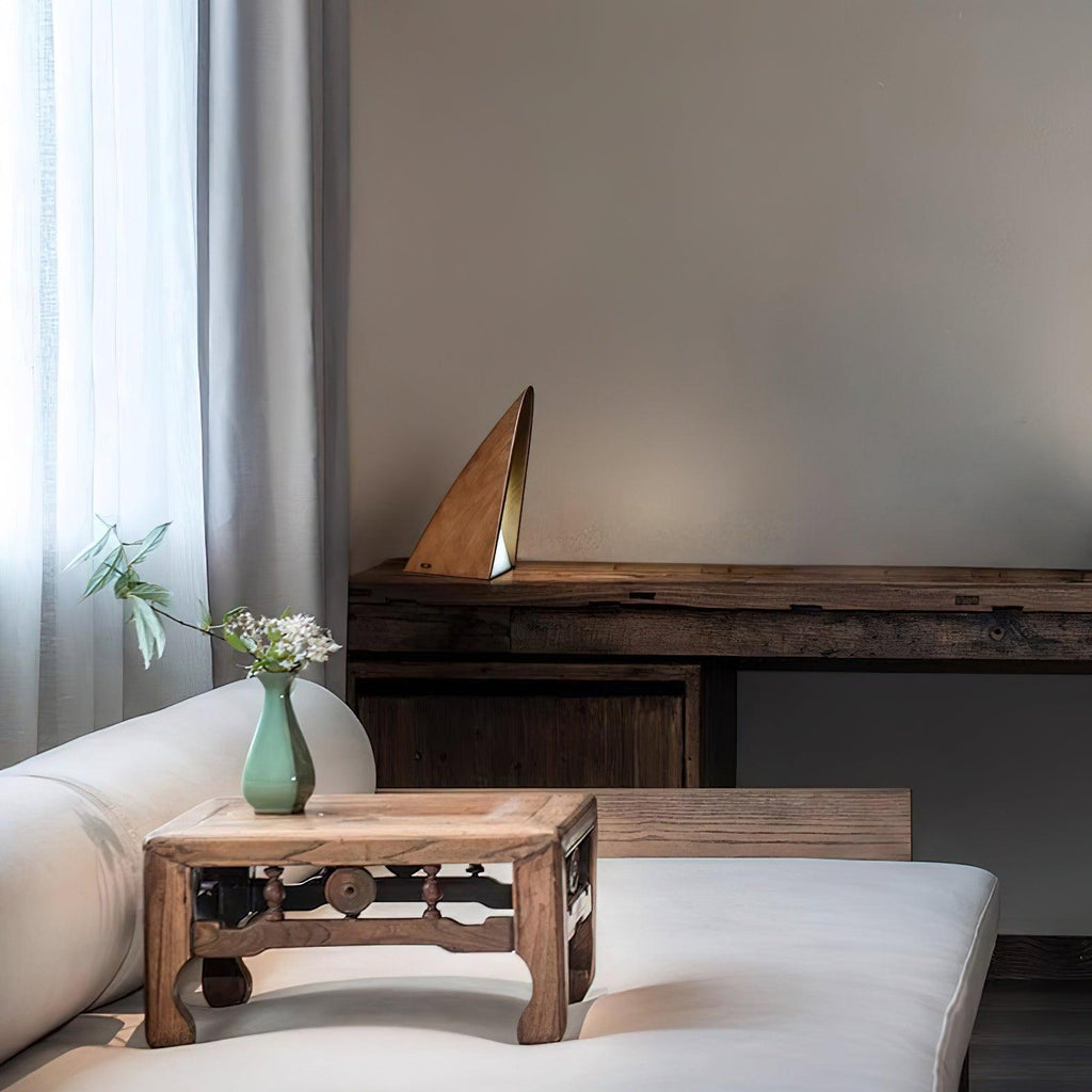 Triangular Wood Rechargeable LED Table Lamp — design and interior detail 3