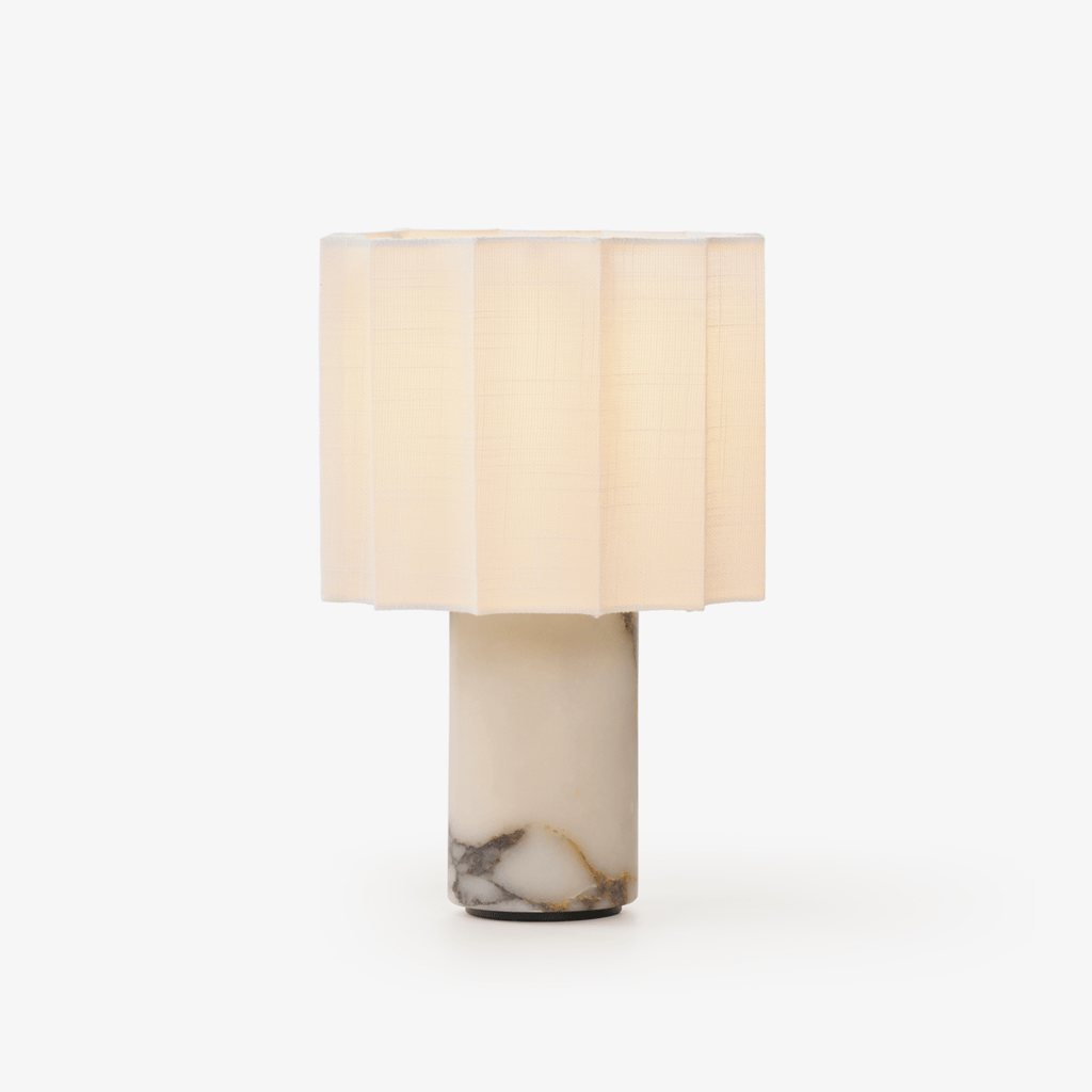 Veira Pleated Shade Marble Rechargeable Lamp — product view