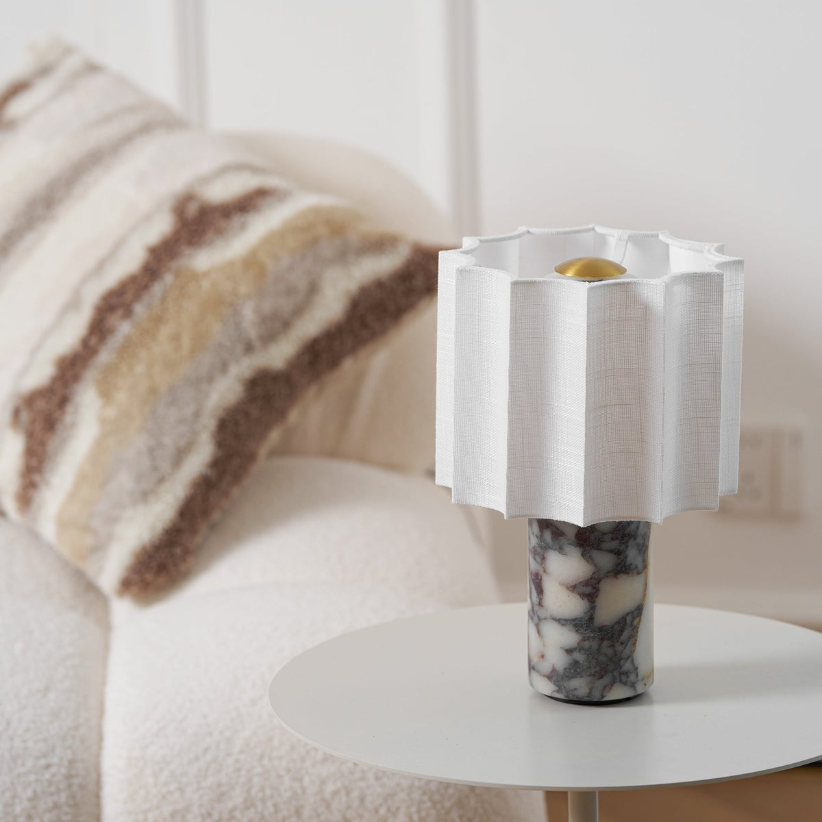 Veira Pleated Shade Marble Rechargeable Lamp — product, finish and specification view 4